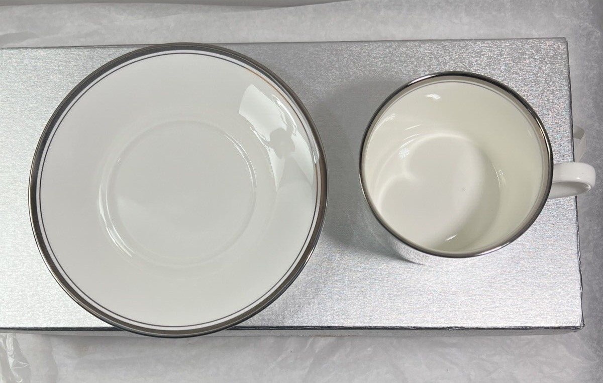 Two (2) Mikasa Platinum Halo Bon Jour Cups and Saucers - NIB - Image 5