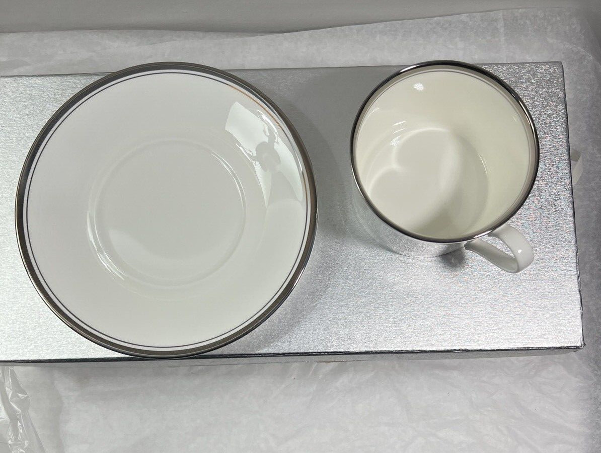 Two (2) Mikasa Platinum Halo Bon Jour Cups and Saucers - NIB - Image 8