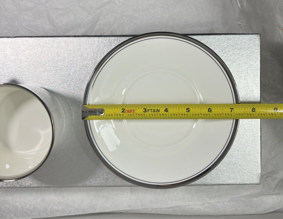 Two (2) Mikasa Platinum Halo Bon Jour Cups and Saucers - NIB - Image 9