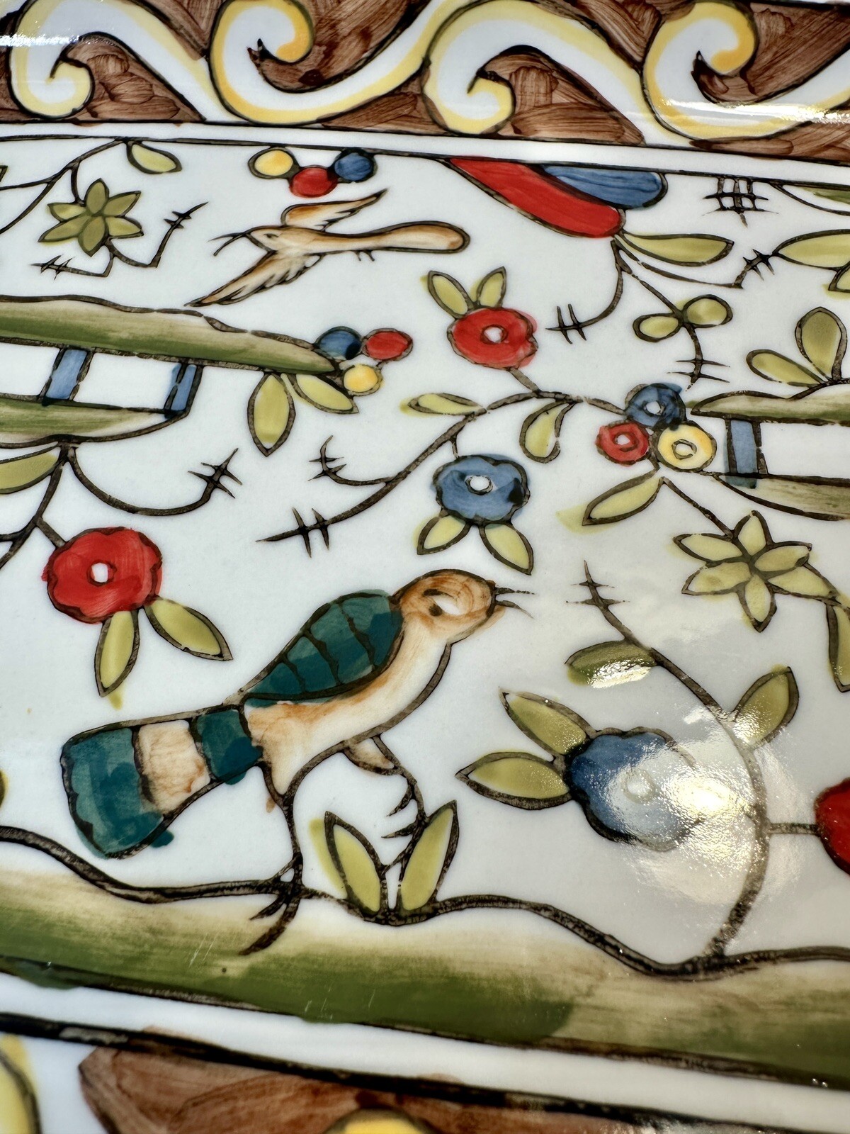 Temptations by Tara Birds Palms Ovenware 14” X 9.5” Serving Tray / Platter MINT - Image 3