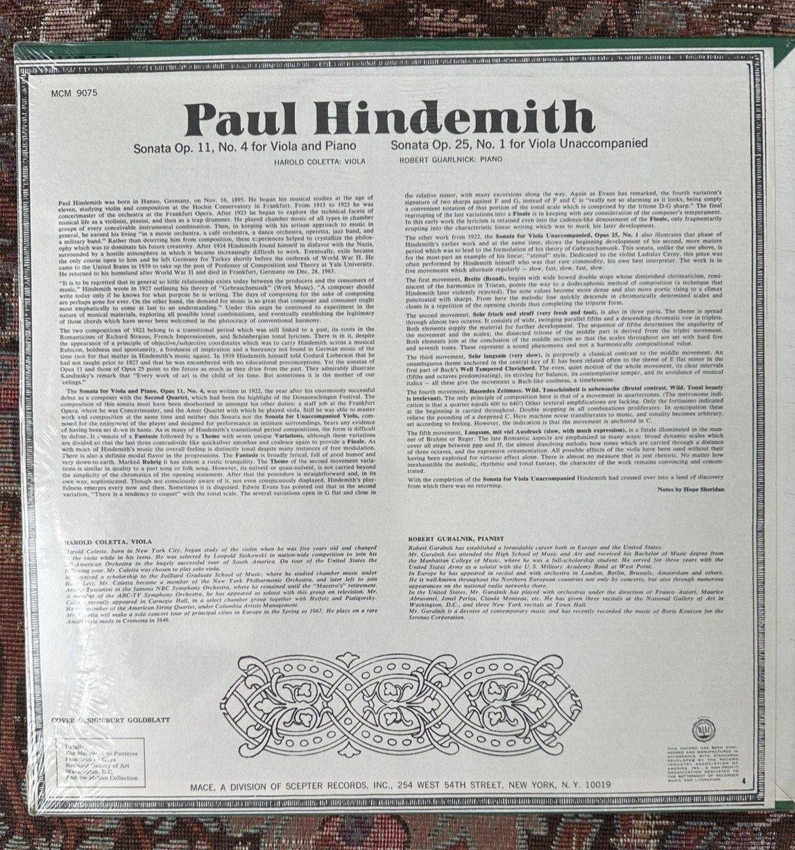 SEALED: Paul Hindemith - Viola Sonatas - MACE 9075 - Image 1
