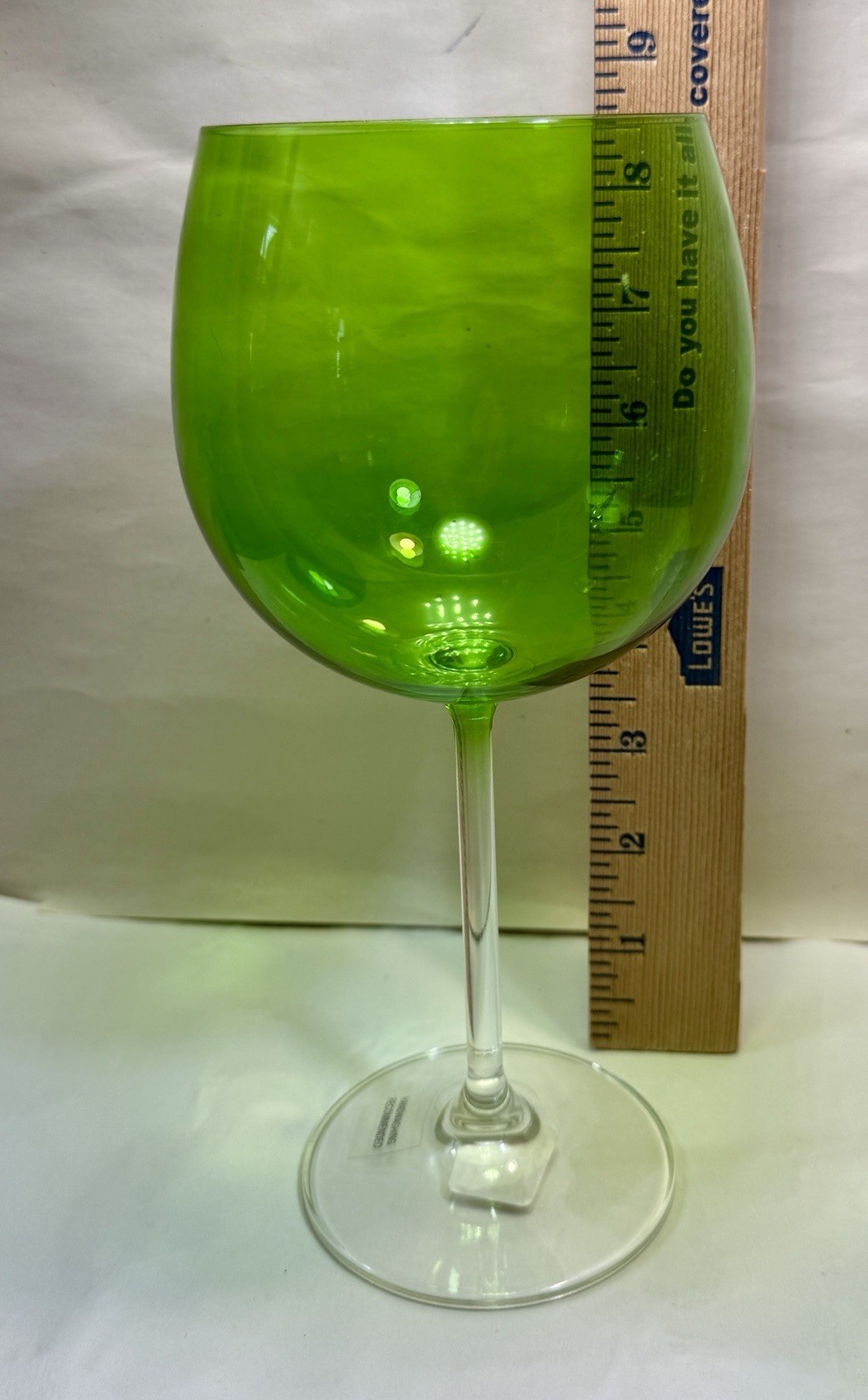 Crate and Barrel Lime Green Balloon Wine Glasses Set of 2 - NOS with Tags - Image 3