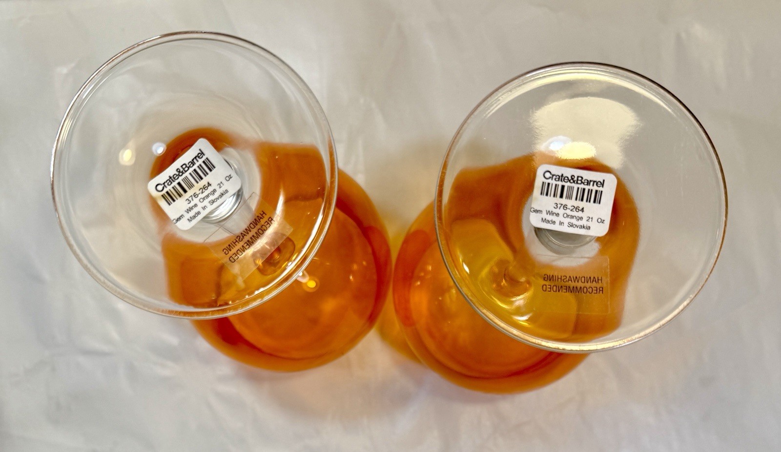 Crate and Barrel Orange Balloon Wine Glasses Set of 2 - NOS with Tags - Image 1