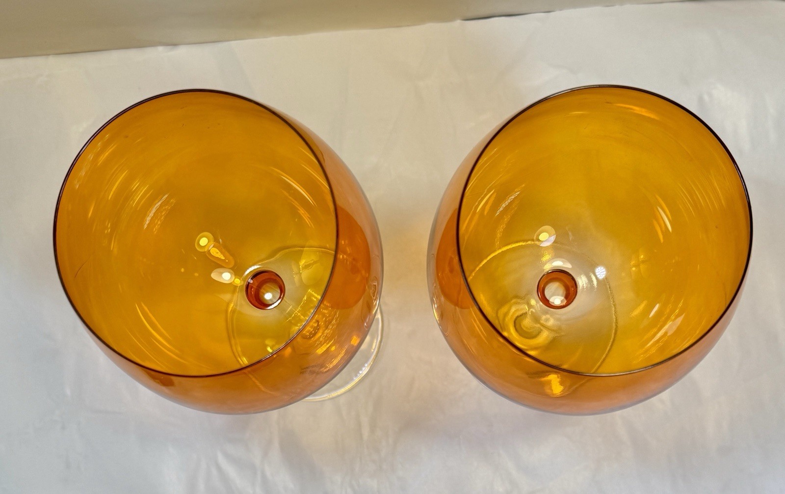 Crate and Barrel Orange Balloon Wine Glasses Set of 2 - NOS with Tags - Image 2
