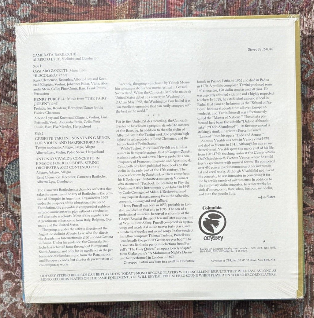 SEALED: Camerata Bariloche - Alberto Lysy, Vivaldi Tartini Purcell - 32 16 0310 - Image 1
