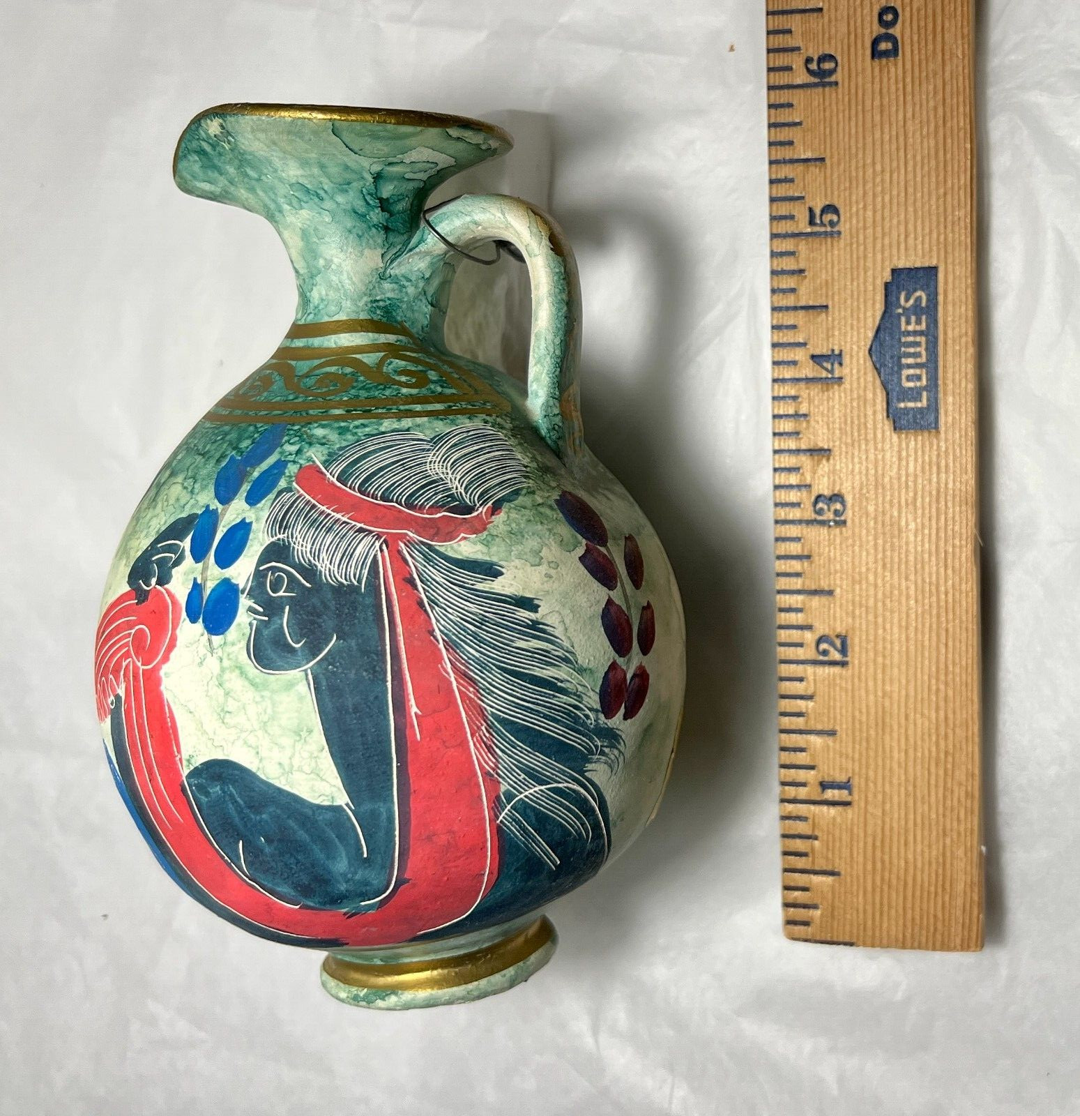 F.Lli Motta Greek Replica Pottery Pitcher / Jug - Hand Painted - 6" tall - Image 1