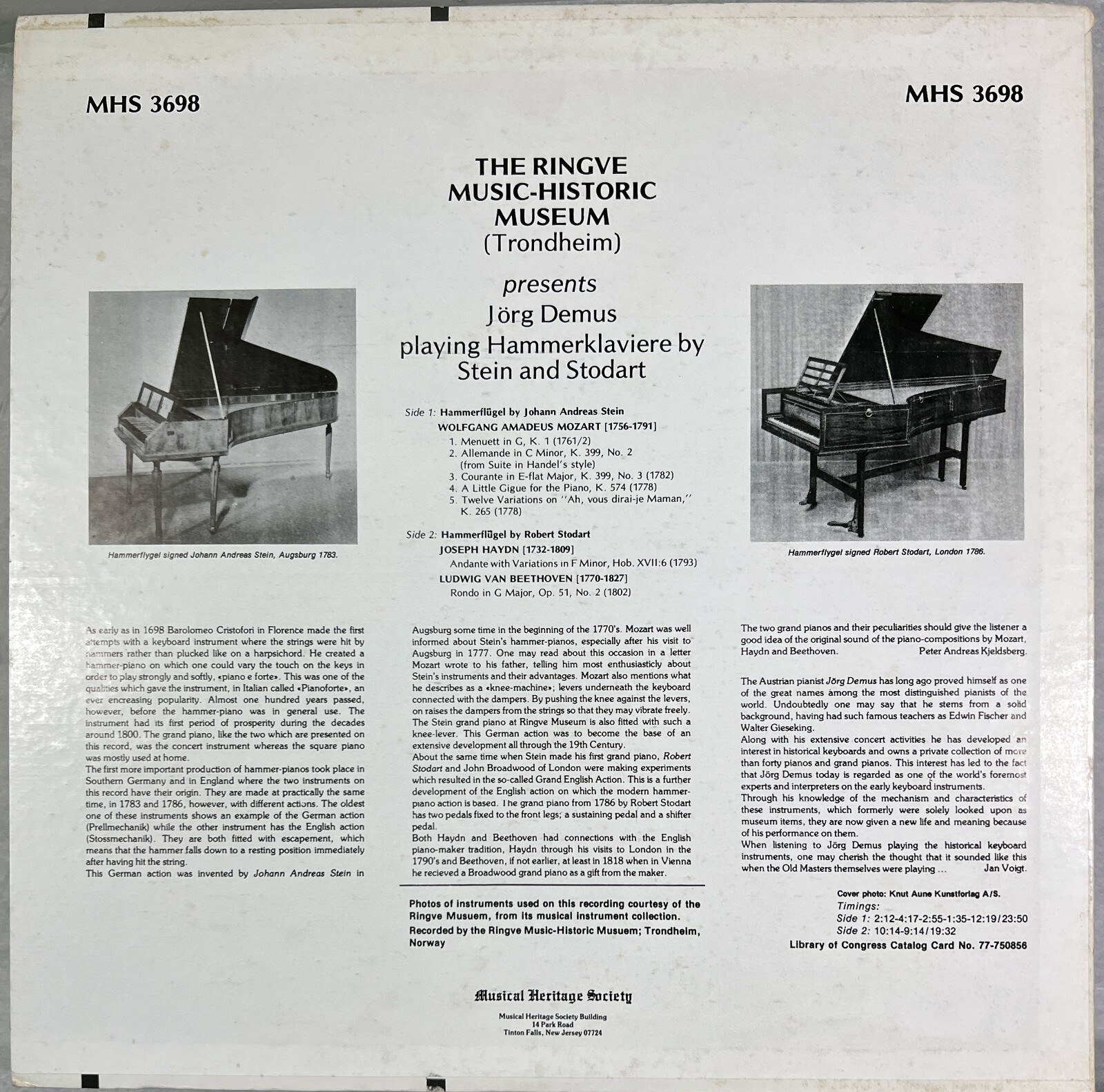 Jorg Demus - Ringve Museum - Haydn, Mozart, Beethoven - MHS 3698 - Image 2