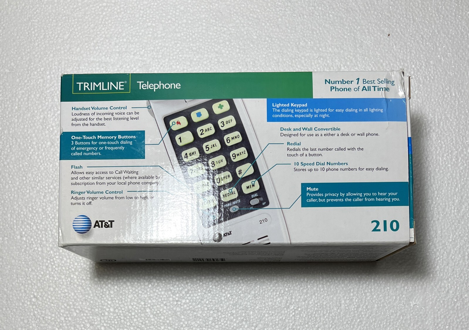 210WH AT&T Corded TrimLine Phone,Lighted Keypad, White BRAND NEW - Image 2