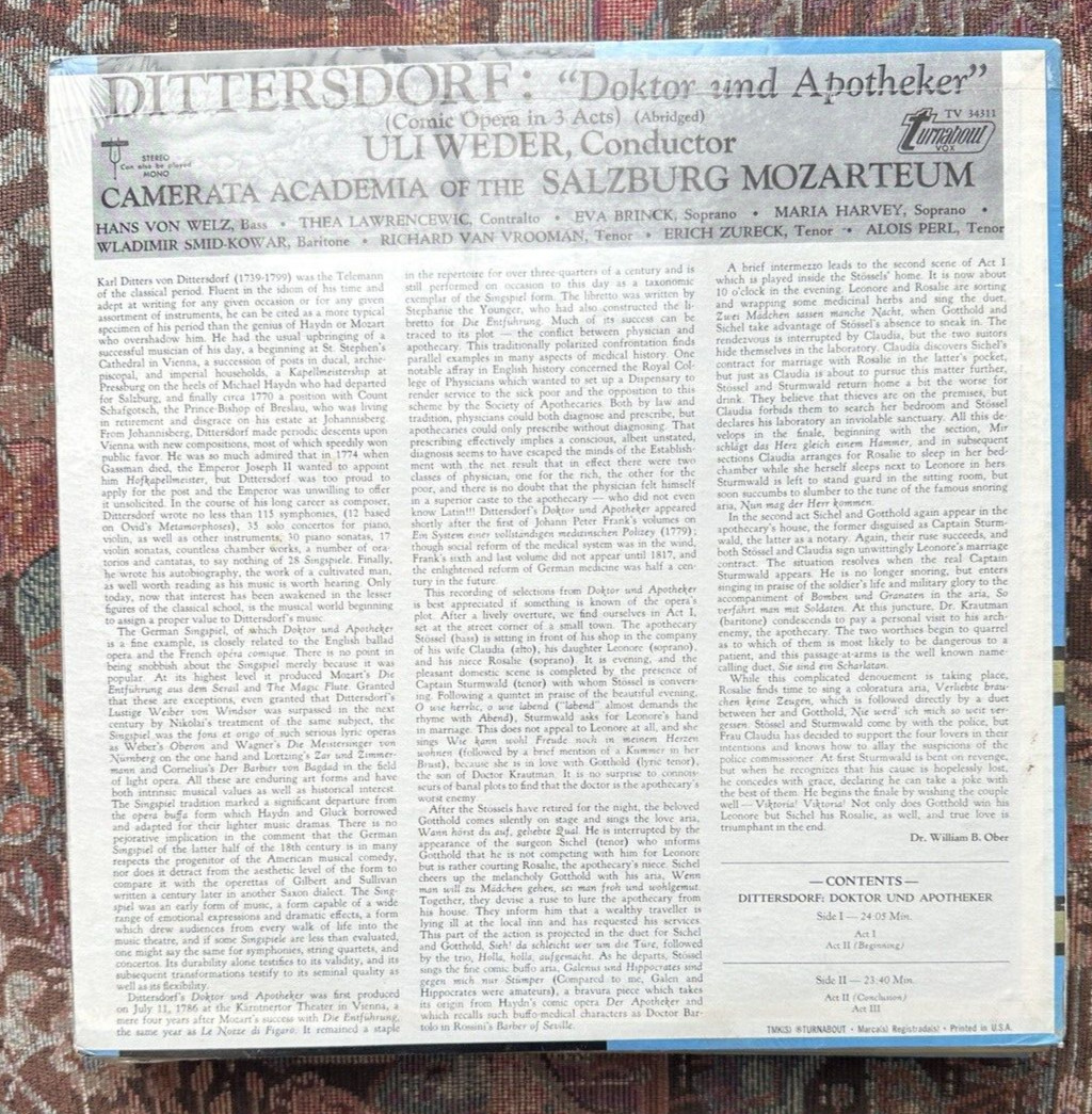 SEALED: Dittersdorf - Doktor und Apotheker - Turnabout TV 34311 - Image 1
