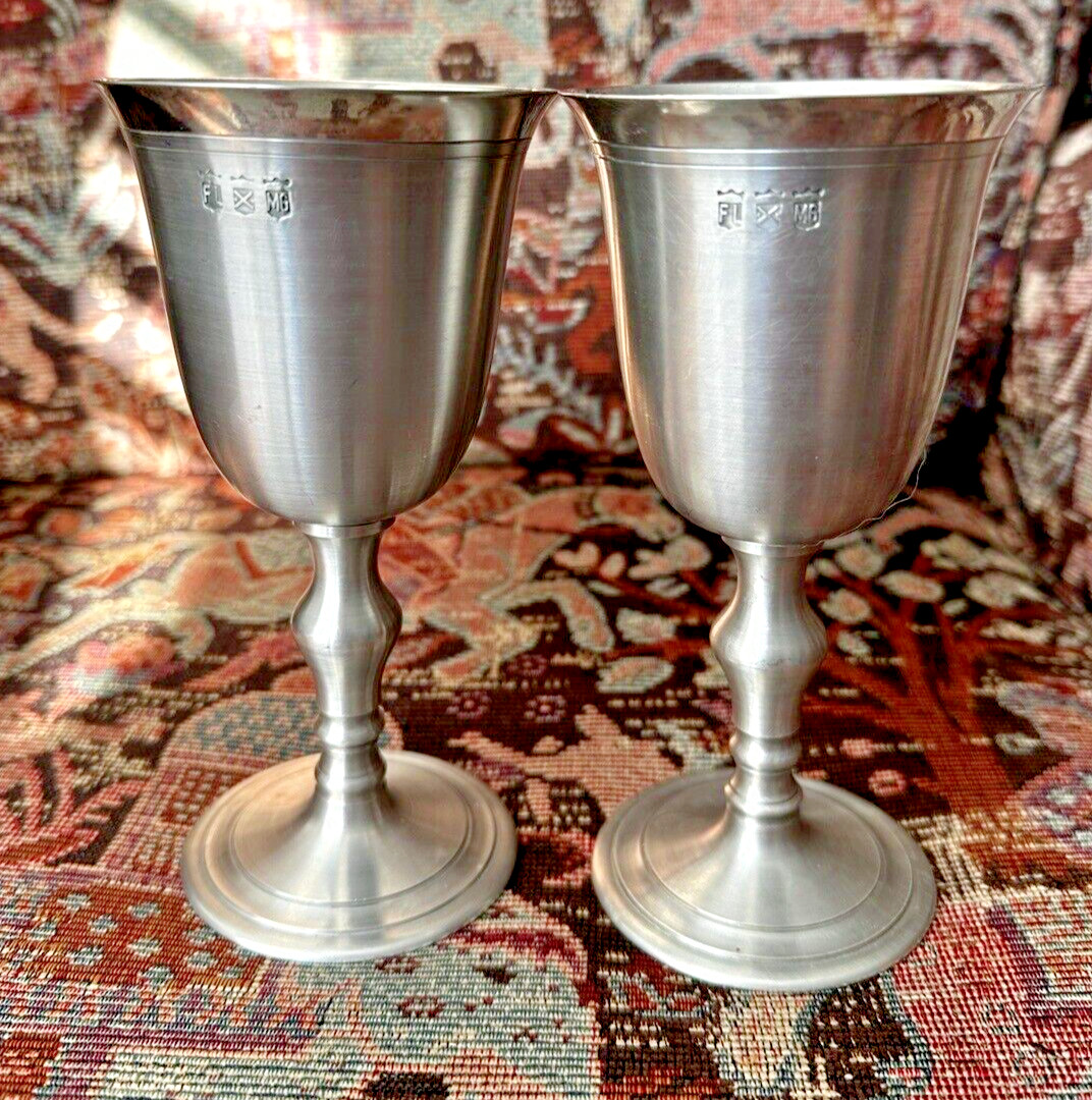 Two (2) Faemam Pewter Goblets - 6 1/2 " Tall - Immaculate - Image 1