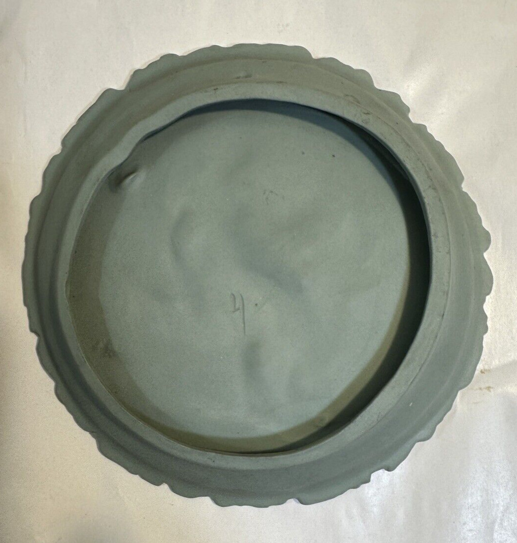 Vintage Antique German Schafer & Vater Jasperware Green Wall Plaque - Image 2