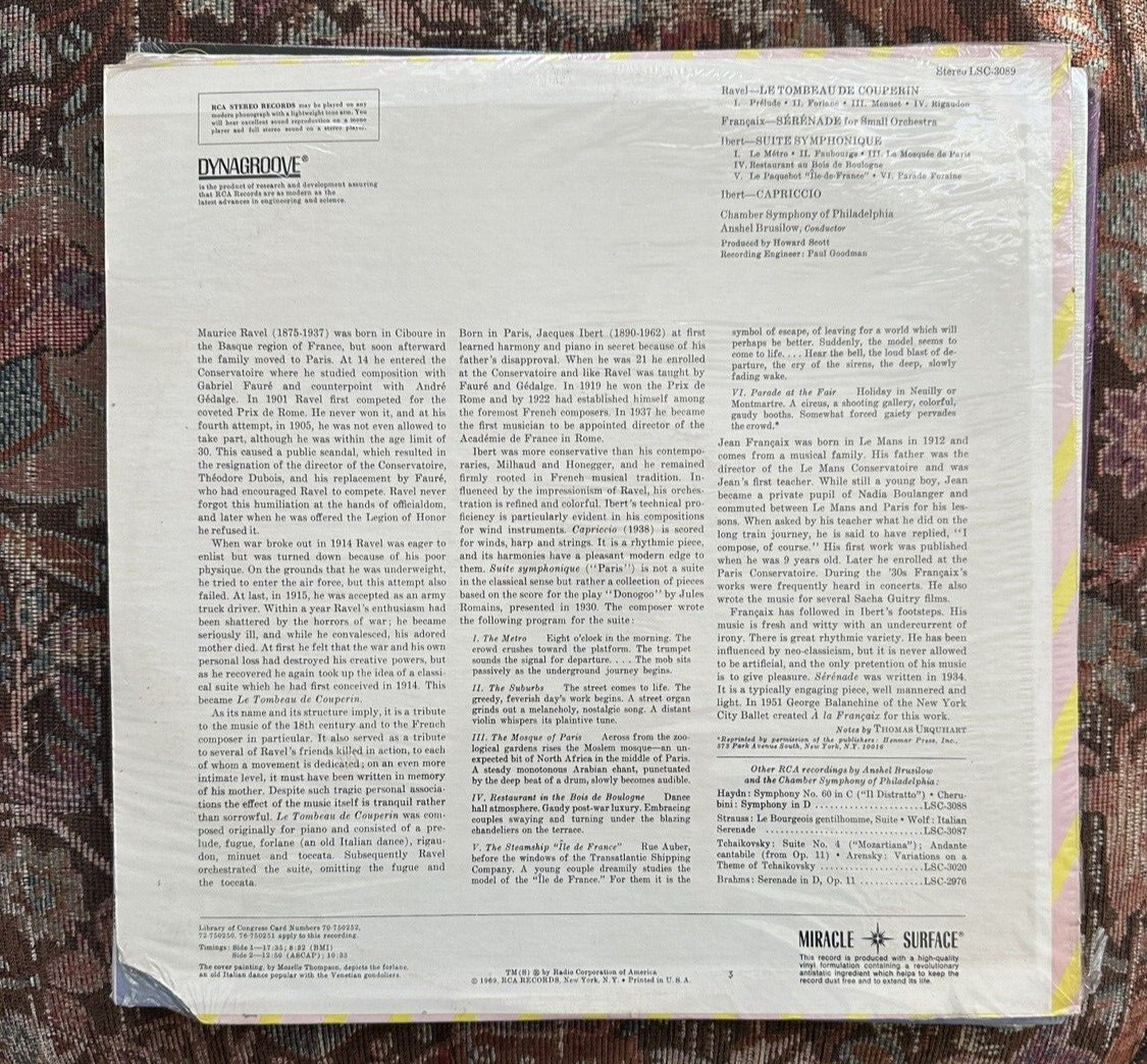 SEALED: Brusilow RAVEL Le Tombeau  IBERT Capriccio FRANCAIX Serenade LSC 3089 - Image 1