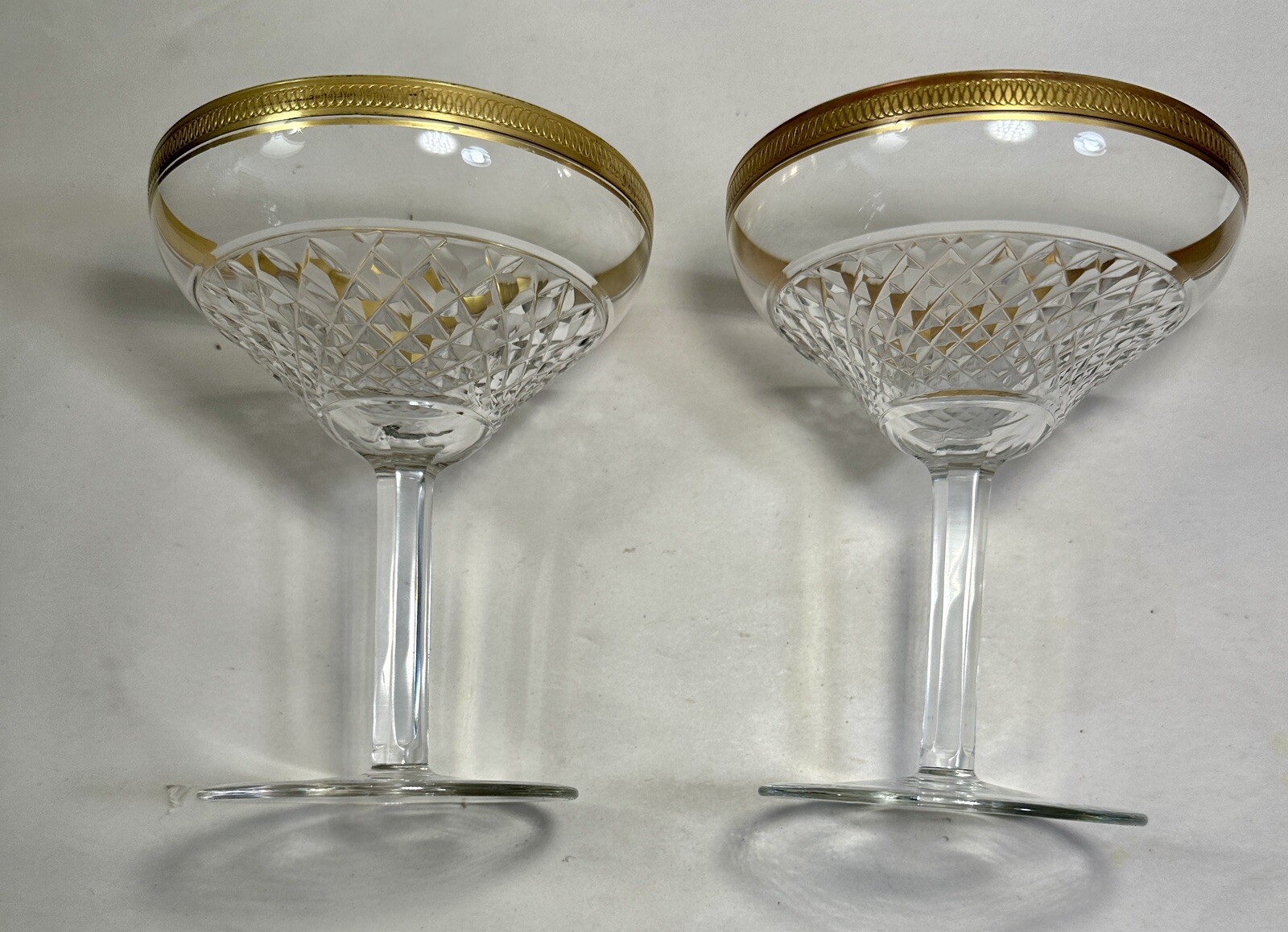 Two Tiffin Fransician Minton Champagne / Sorbet Clear Glass With Gold Bands - Image 1
