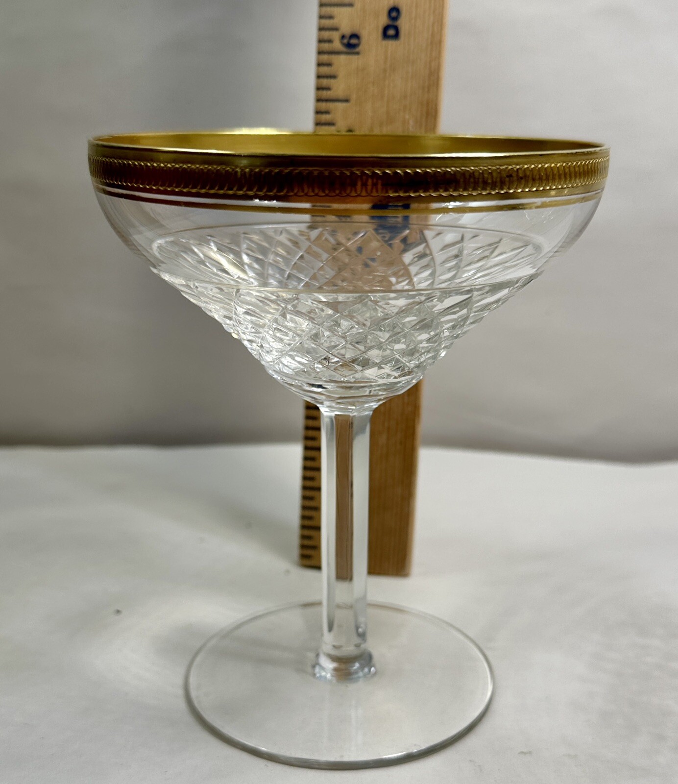 Two Tiffin Fransician Minton Champagne / Sorbet Clear Glass With Gold Bands - Image 2