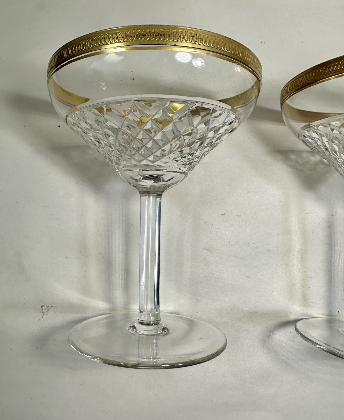 Two Tiffin Fransician Minton Champagne / Sorbet Clear Glass With Gold Bands - Image 3