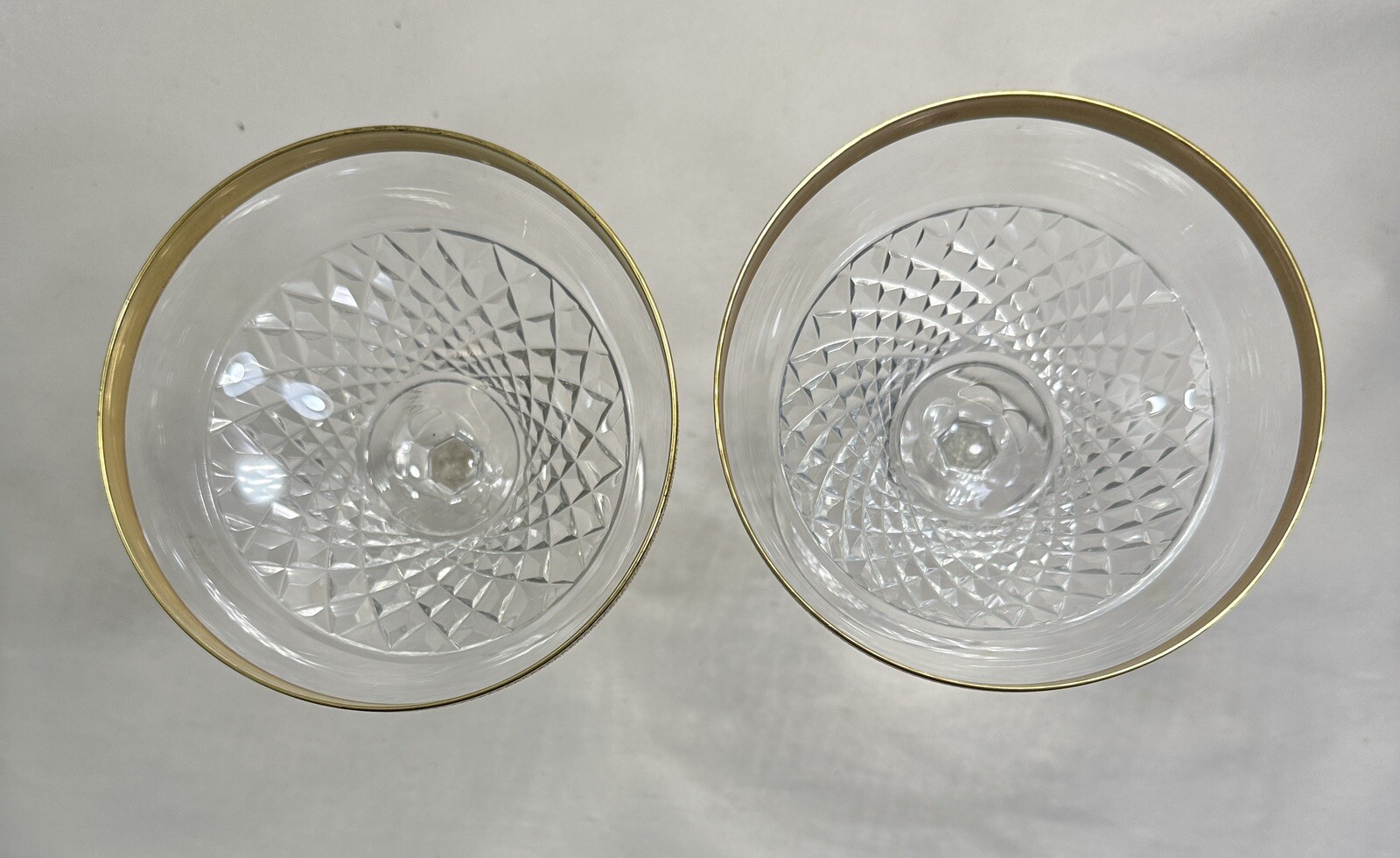 Two Tiffin Fransician Minton Champagne / Sorbet Clear Glass With Gold Bands - Image 5