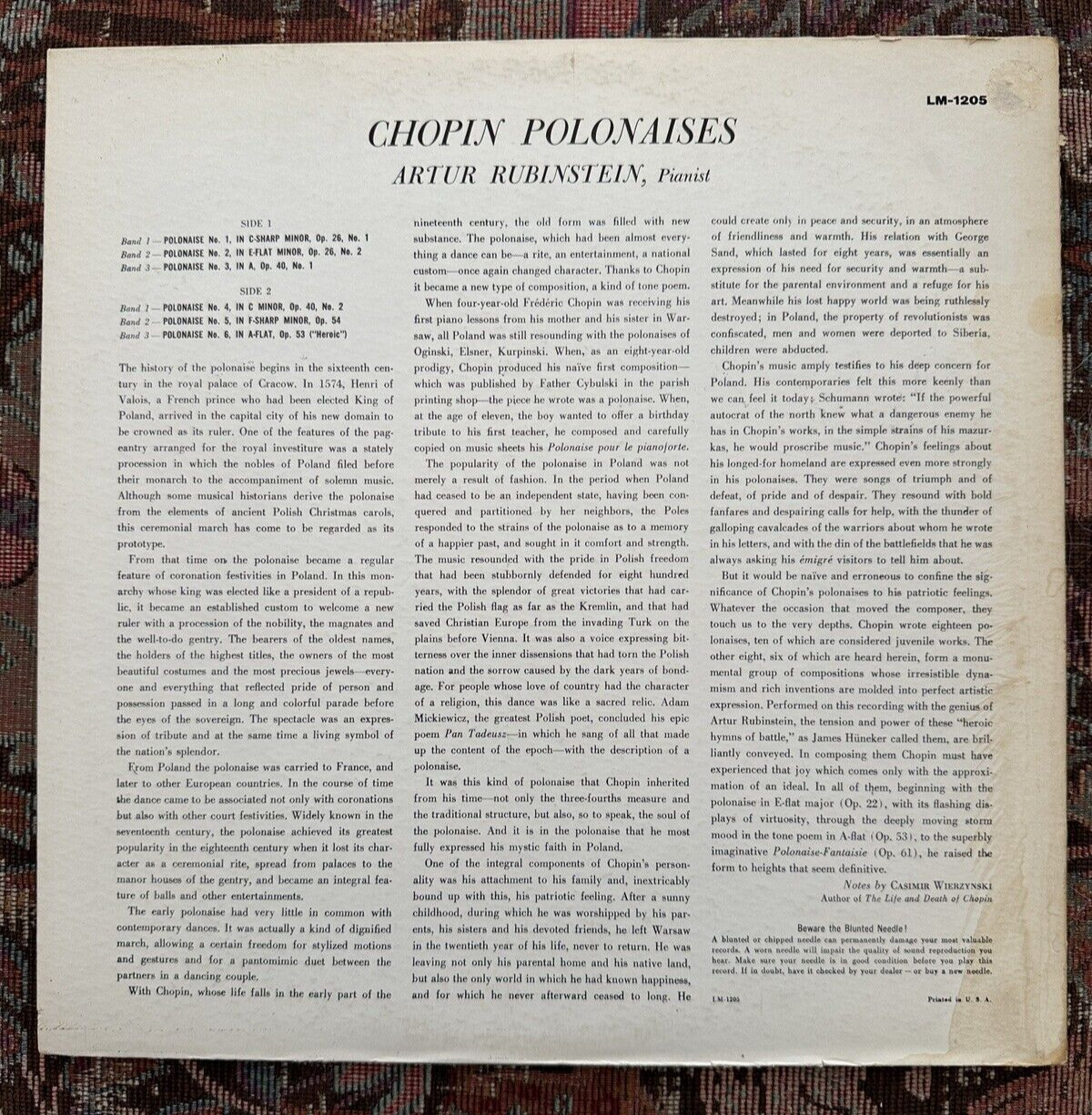 Chopin Polonaises No. 1 to 6 Artur Rubinstein - RCA LM 1205 - Image 7