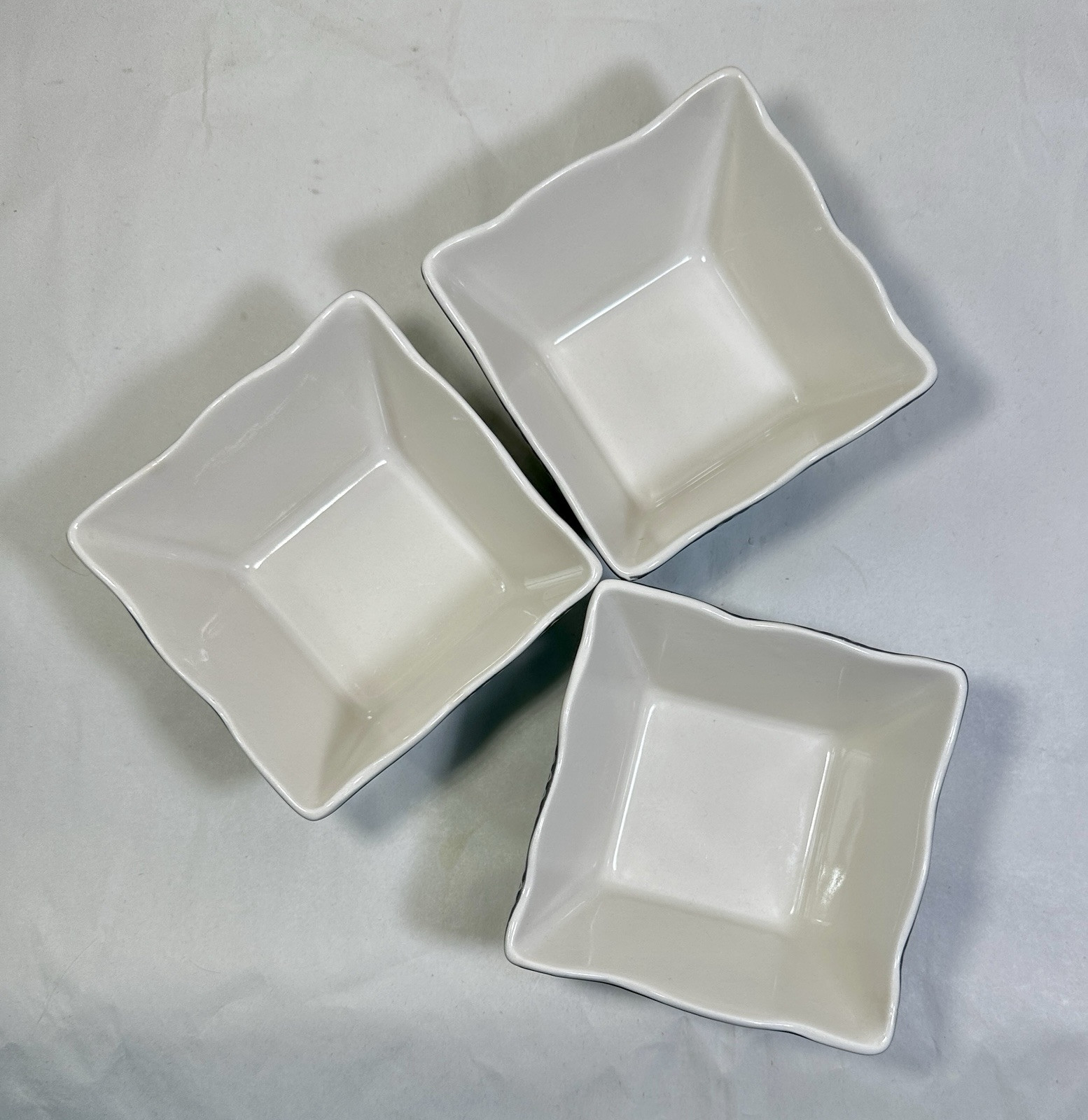 Set of 3 (Three) 222 Fifth Adelaide Turquoise Square Appetizer Bowls - 4" x 2.5" - Image 2