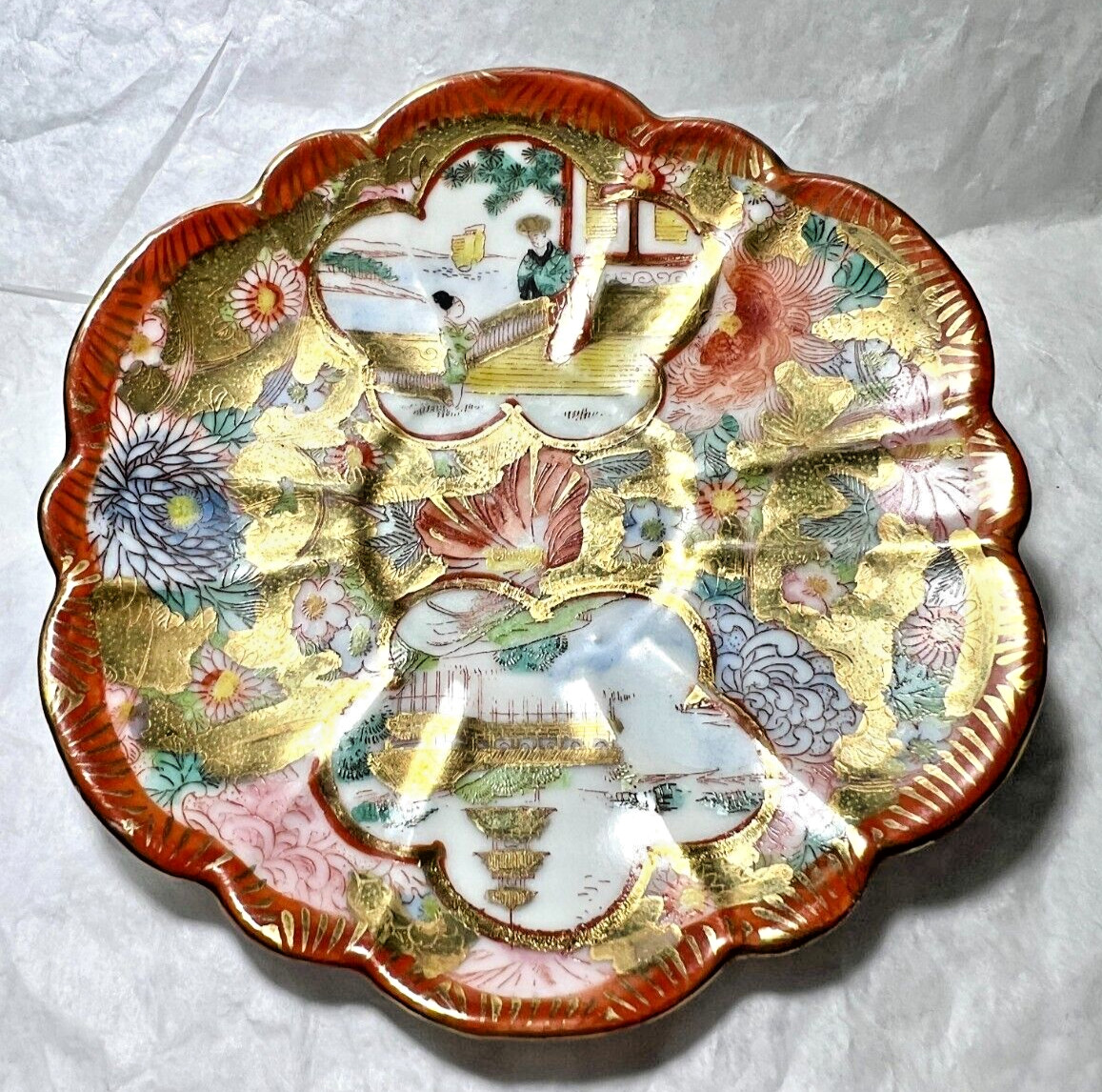 Japanese Kutani Scalloped Porcelain Plate - 5 inches - Late Meiji Period - Image 4