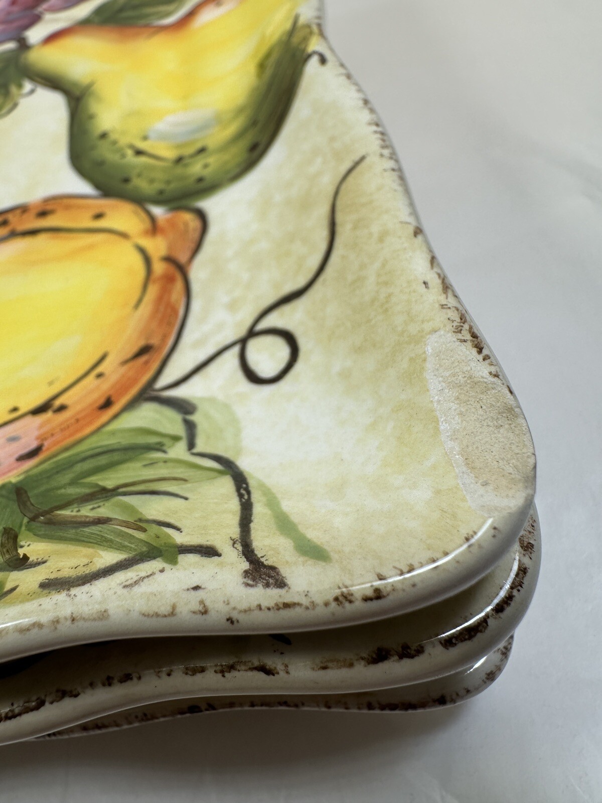 MAXCERA Hand Painted “Fruitful” Ceramic Square Plates 9” Inch - Set Of 4 - Image 2