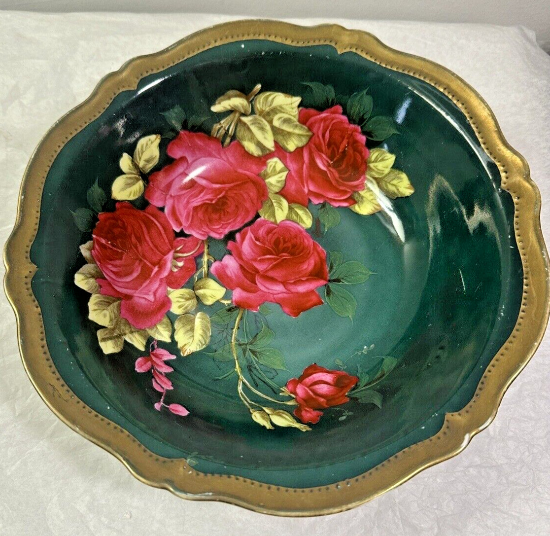 O&EG Royal Austria Rose Dubarry Large Rose Flowers Bowl - 9 inches - 1889-1918 - Image 3