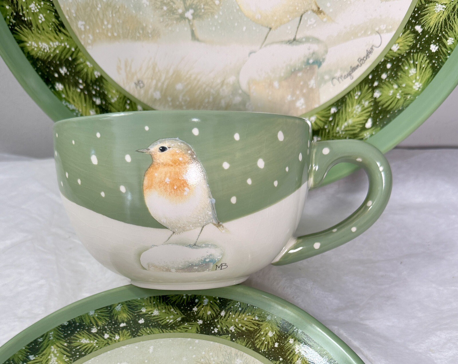 Two Marjolein Bastin Nature's Sketchbook Winter Snowbird Mugs/Cups - New W/Tags - Image 4