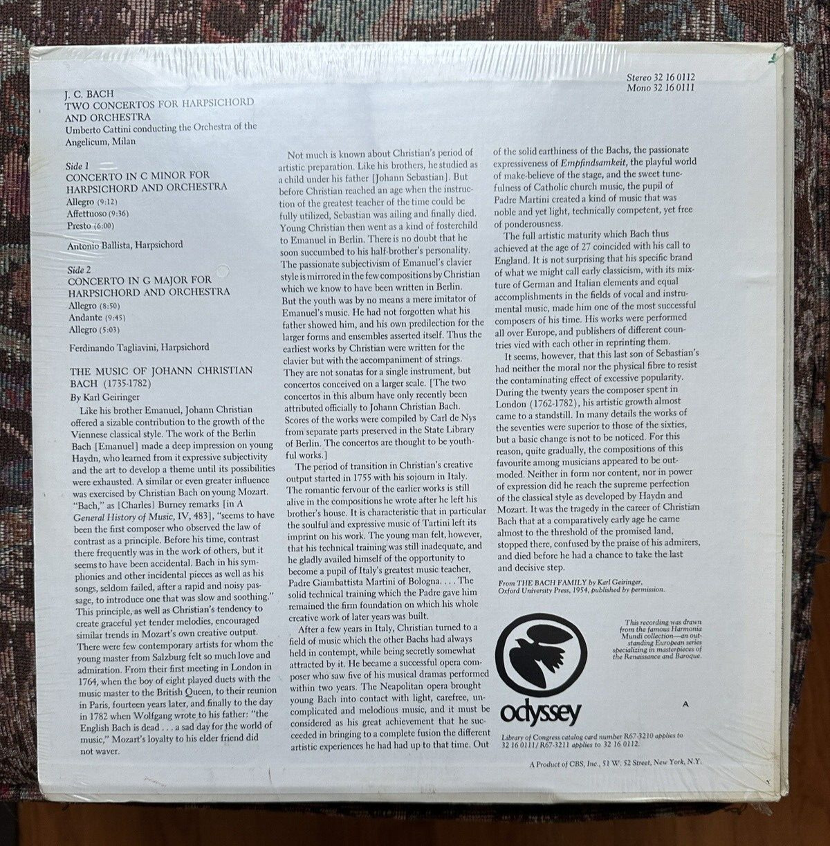 SEALED: J.C. Bach - Two Concertos for Harpsichord & Orchestra - 32 16 0112 - Image 1