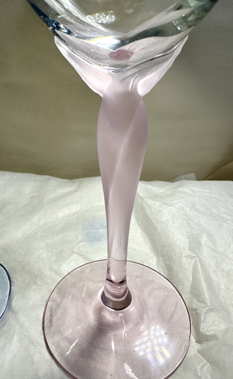 2 Lenox Spring Mist Blue / Pink Frosted Stem Water Goblets/Wine Glasses - 8 3/4" - Image 5