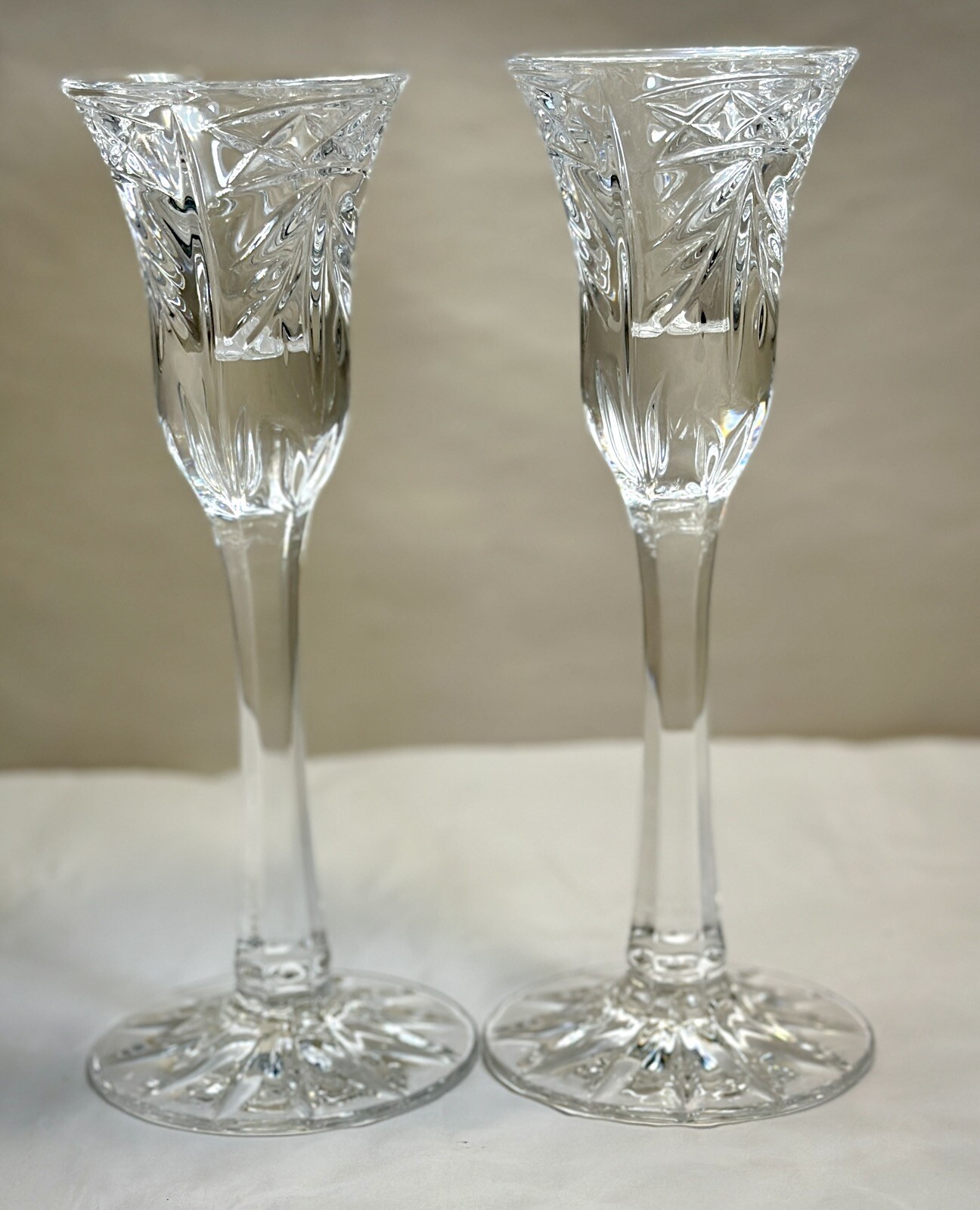 Royal Doulton Crystal Chelsea Heights 8” Candle Stick Holders - Set Of 2 - NWOT