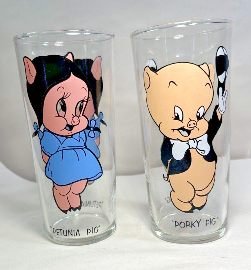 Pepsi Series Porky & Petunia Pig Vintage Drinking Glasses - Warner Brothers 1973 - Image 2
