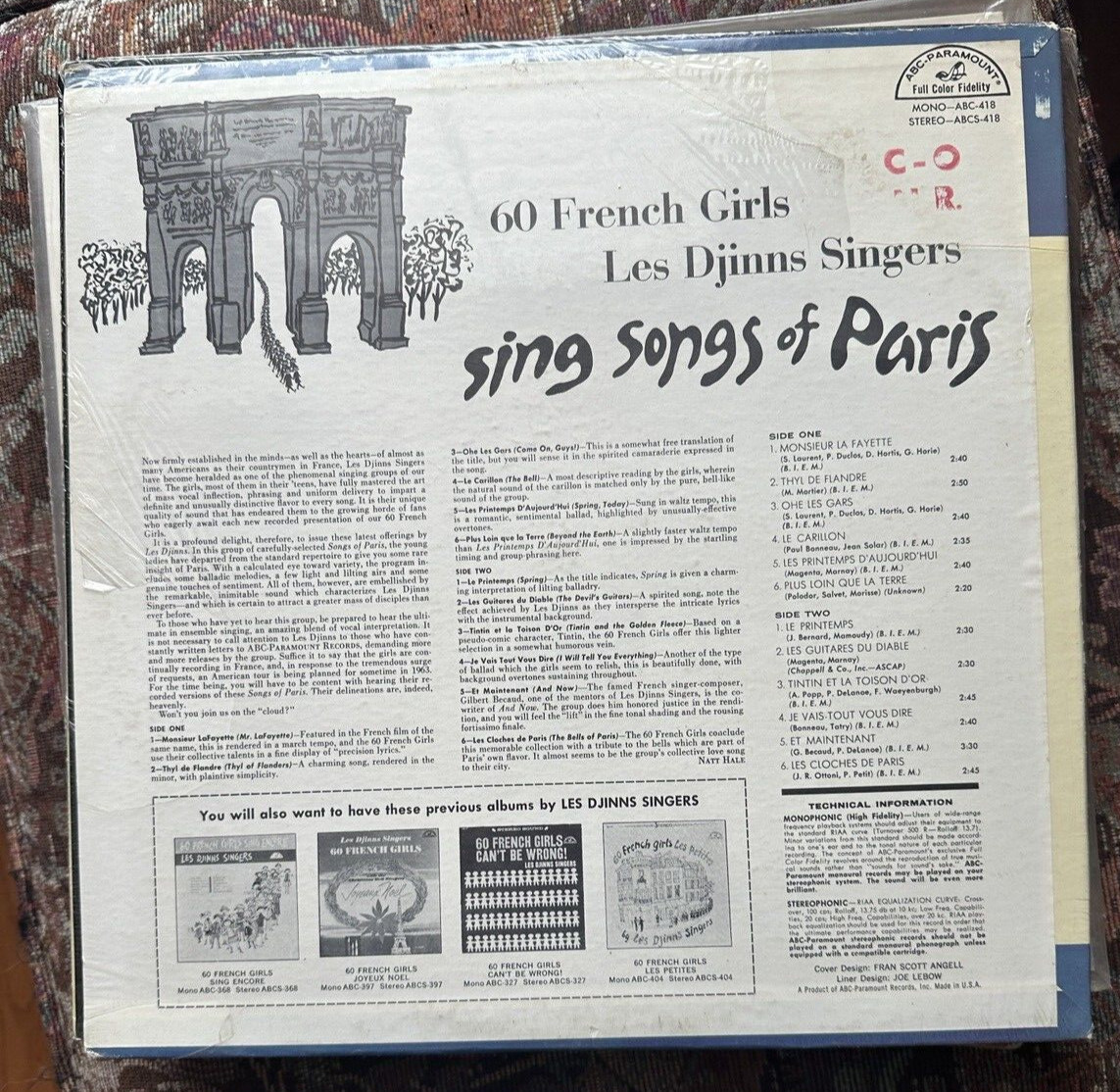SEALED: 60 French Girls Sing Songs Of Paris - ABC 418 - Image 1