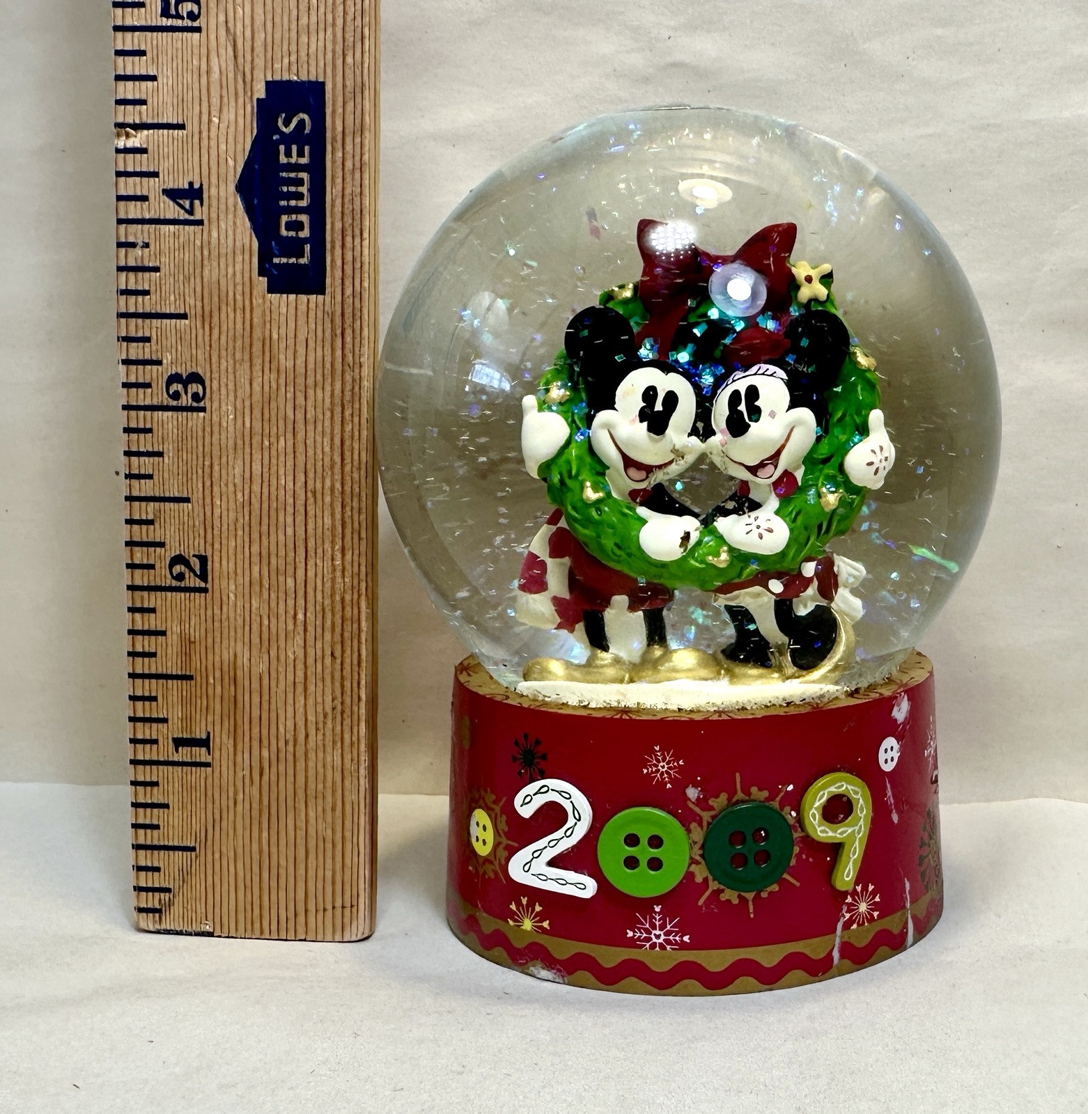 Walt Disney Store Mickey and Minnie Mouse Snow Globe Christmas 2009 Holiday - Image 5