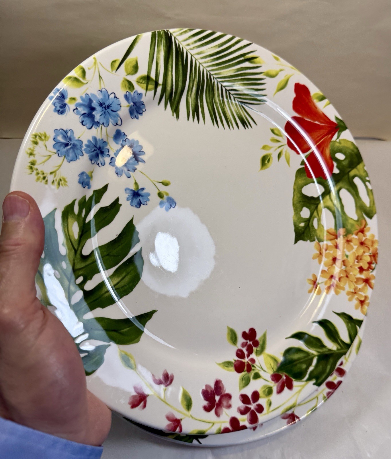 Pier 1 Exotic Floral 11 Inch Dinner Plates Lot Of 3 Ironstone Exclusive - Image 1