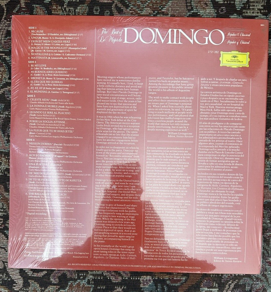 SEALED: Placido Domingo – The Best Of Domingo - DG 2721 262 - Image 1