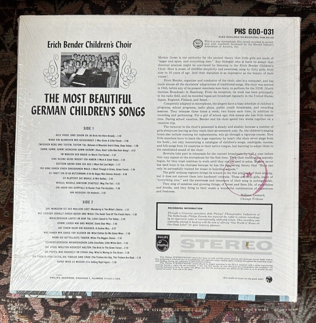 SEALED: The Most Beautiful German Children’s Songs - Phillips PHS 600-031 STEREO - Image 1