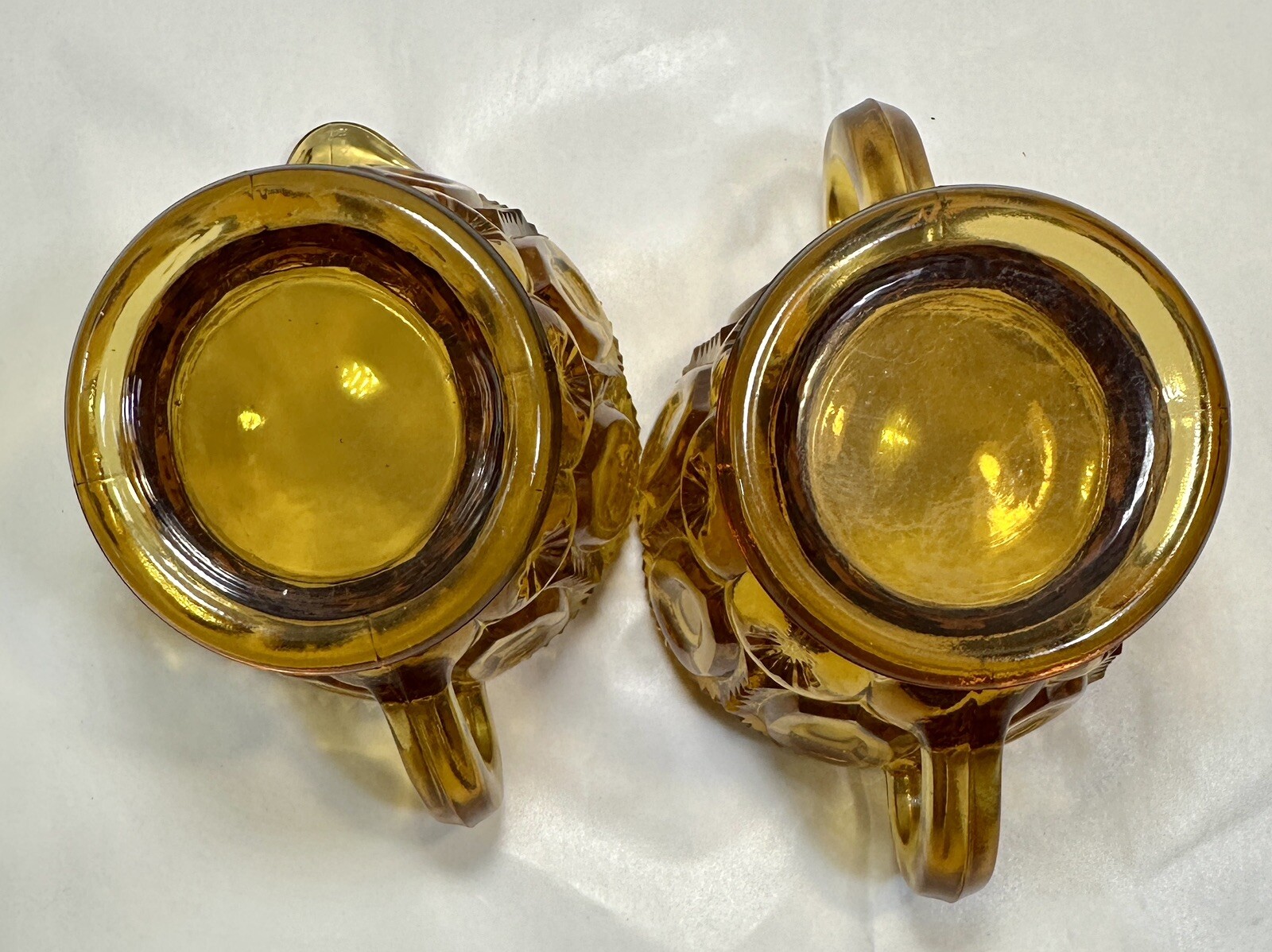 LE Smith Moon and Stars Amber Glass Creamer and Sugar Bowl - MINT - Image 3