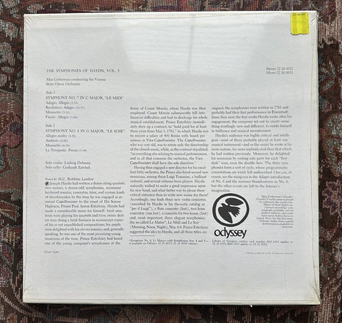 SEALED: The Symphonies Of Haydn Vol. 3 - Max Goberman - Odyssey – 32 16 0052 - Image 1
