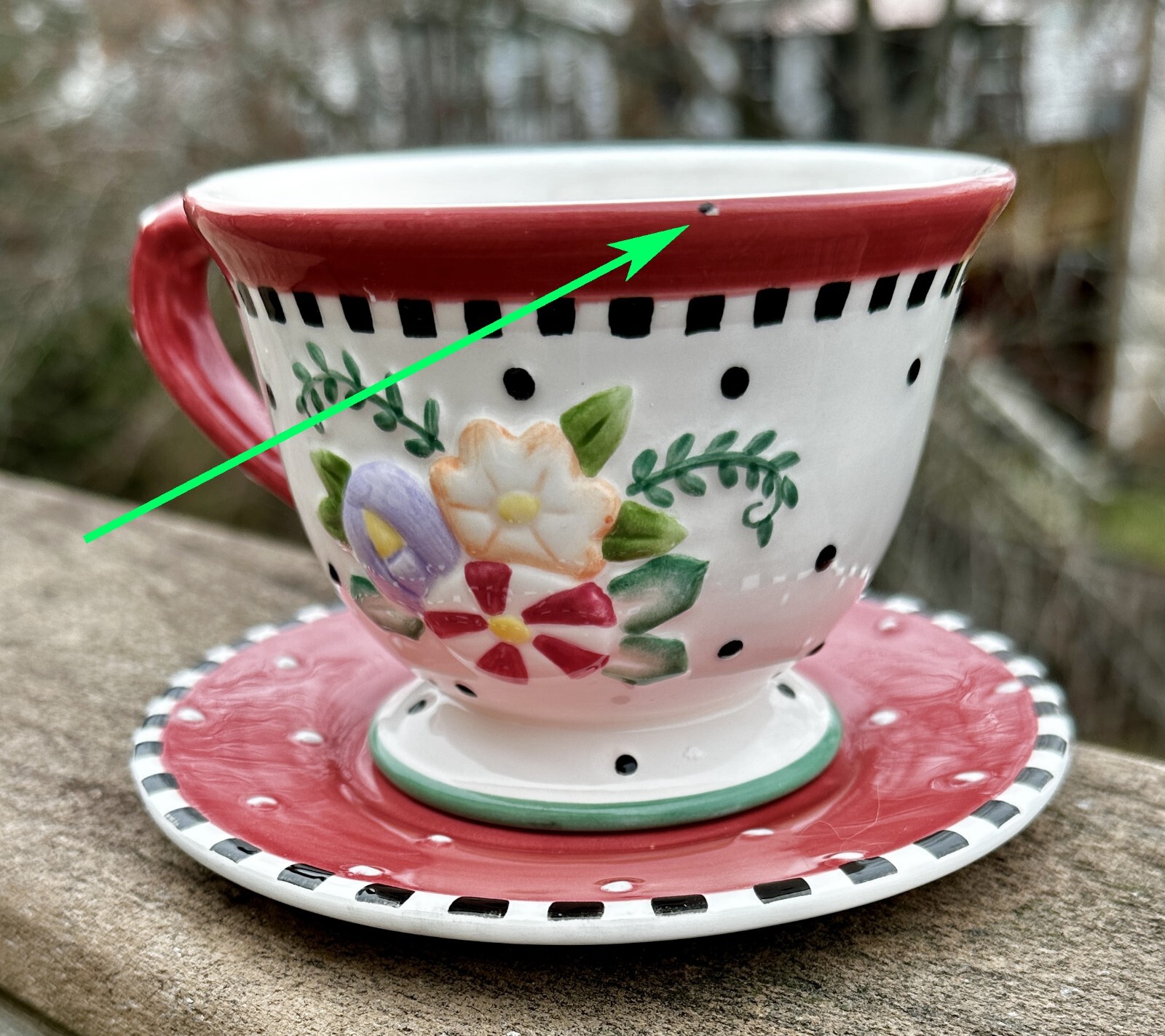 Mary Engelbreit Christmas Spice Cup and Saucer - 1999 ME Ink - Image 2