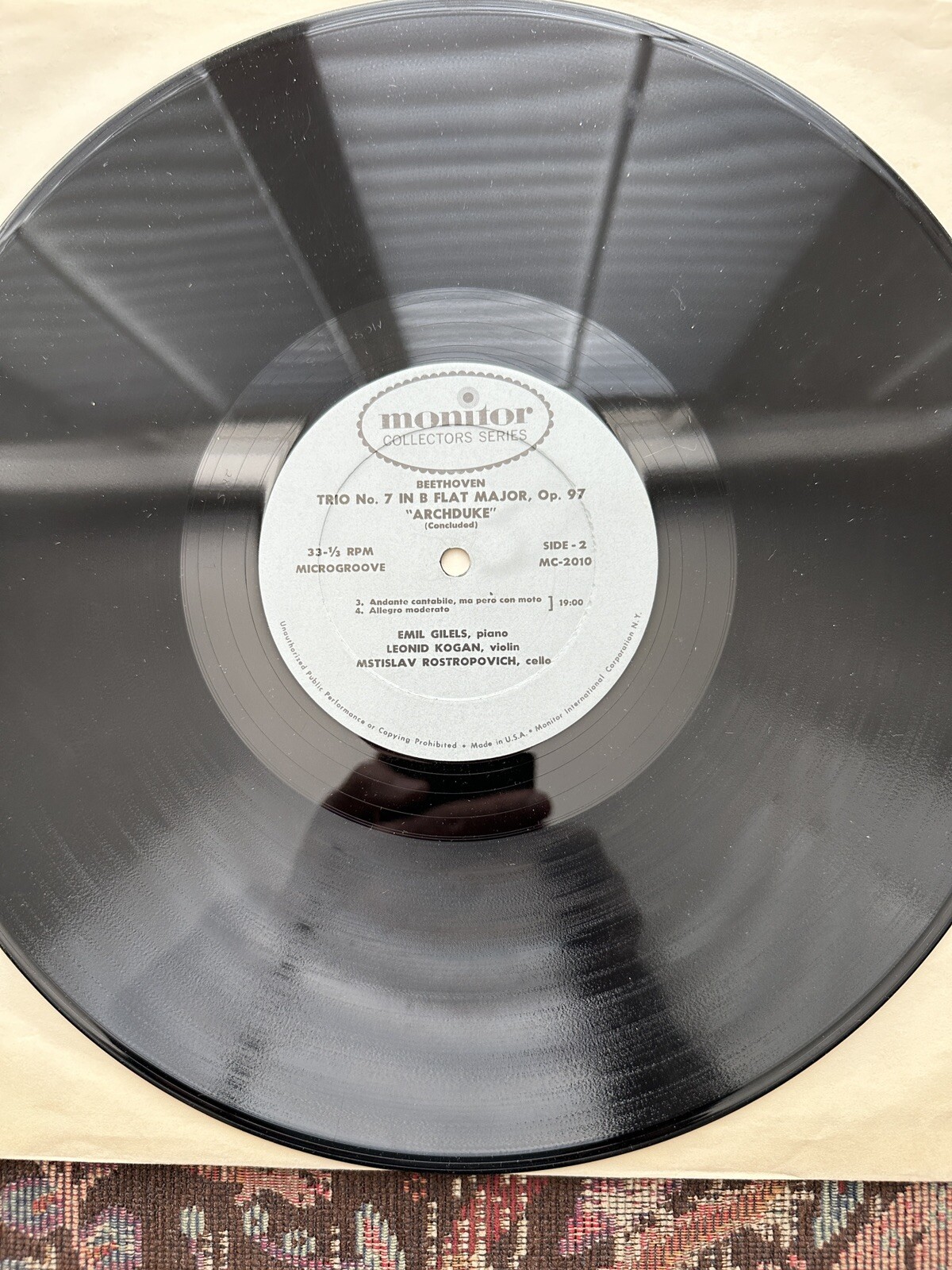 Beethoven "The Archduke Trio" - Emil Gilels / Leonid Kogan - Monitor MC 2010 - Image 4