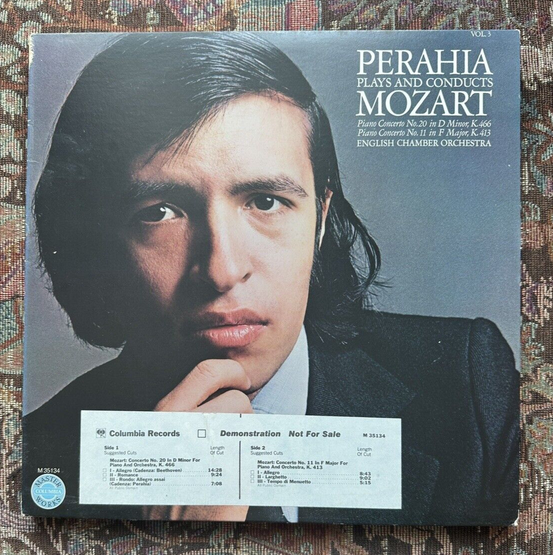 Perahia Plays And Conducts Mozart Vol. 3 LP PROMO Columbia Masterworks M 35134 - Image 1