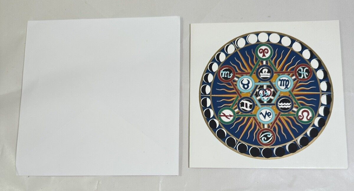 Handprinted Silk Screen Hermetic Circle Blank Notecard Greeting Card - UK Made