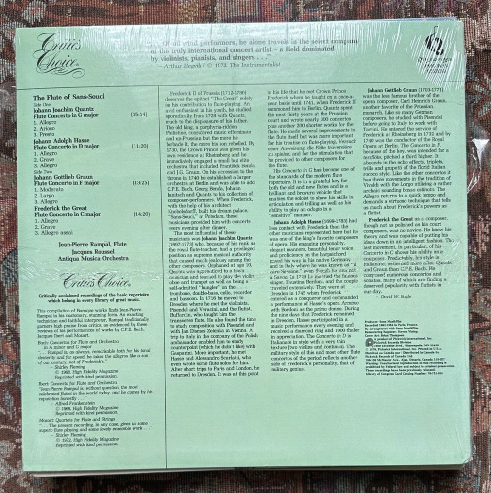 SEALED: The Flute Of Sans-Souci - Quantz, Hasse, Graun, Frederick The Great - Image 1