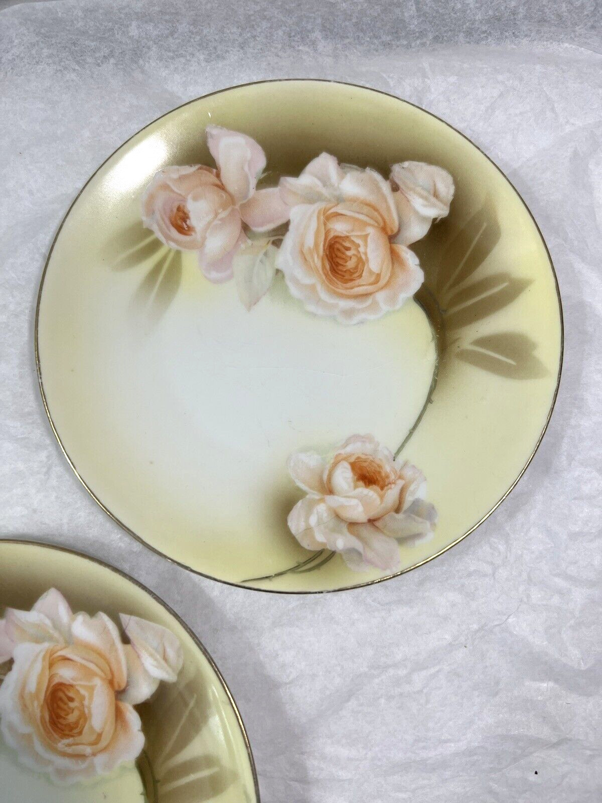 R&S Tillowitz Silesia - Three Porcelain Plates 6.25" - Pink / Yellow Roses - Image 4