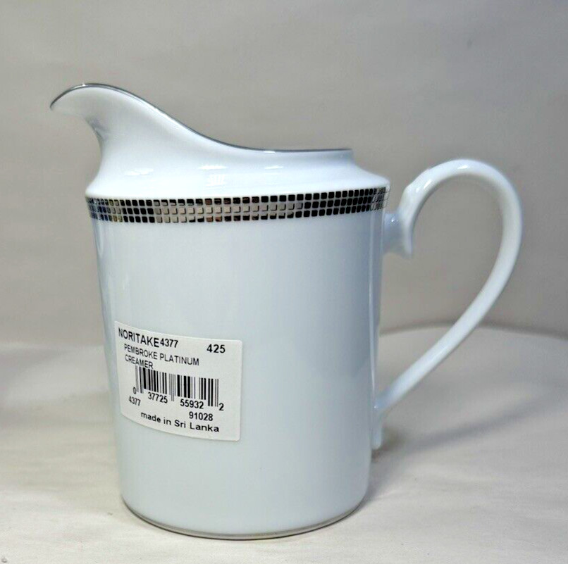 Noritake Pembroke Platinum Porcelain Creamer - New with Tags, Unboxed - Image 1