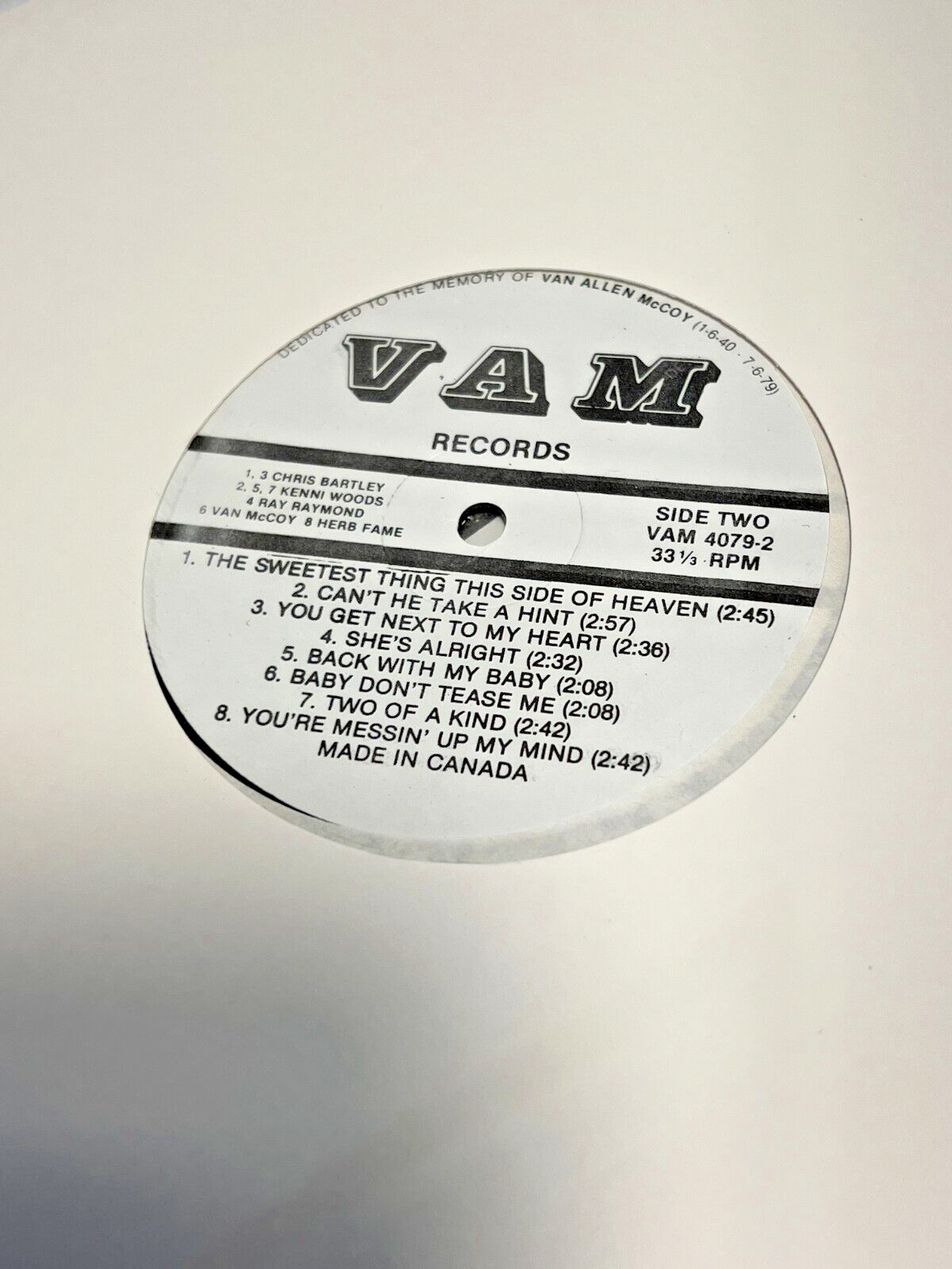 SEALED: Van McCoy ‎– Dedicated To The Memory Of Van Allen McCoy - VAM-4079-2 - Image 3