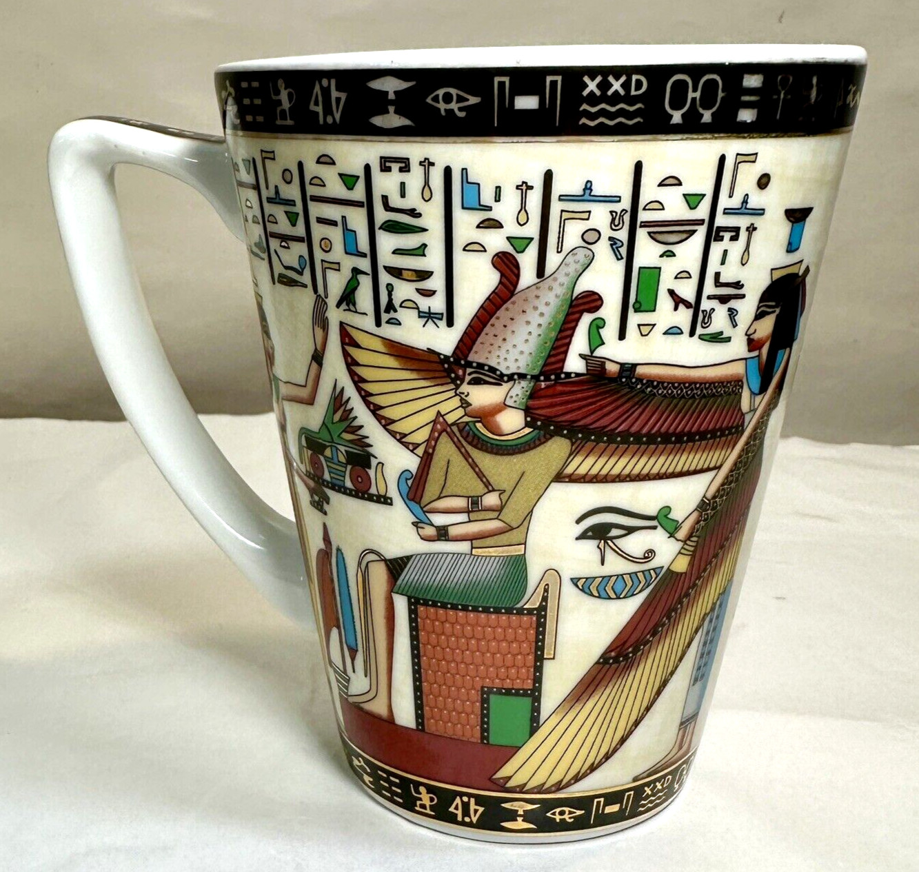 10oz PI Porcelain International Pharaoh Heiroglyphics Coffee Mug, Egypt