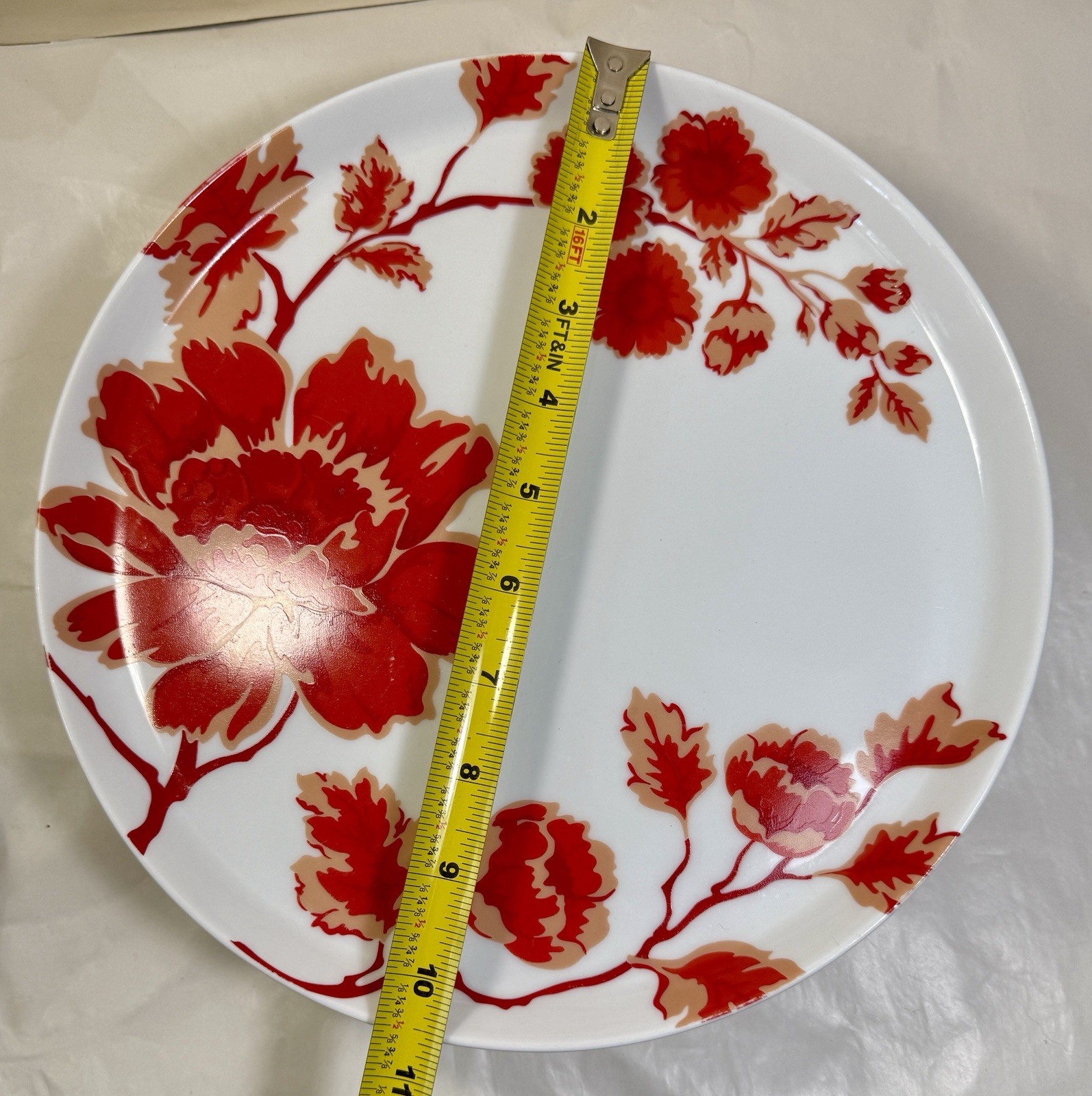One Home Carmine Blossom Dinner Plate - 10-1/2" - Lightly Used, EUC - Image 2