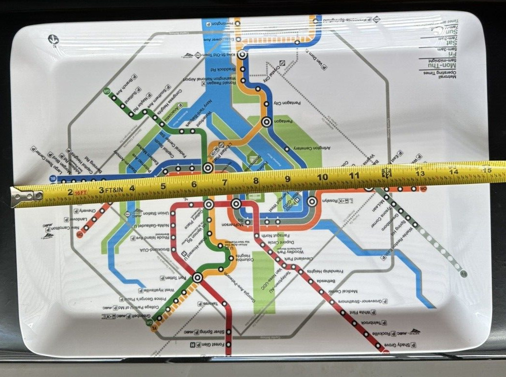 Washington DC Metro Map Plastic Tray - 15" Across - Image 1
