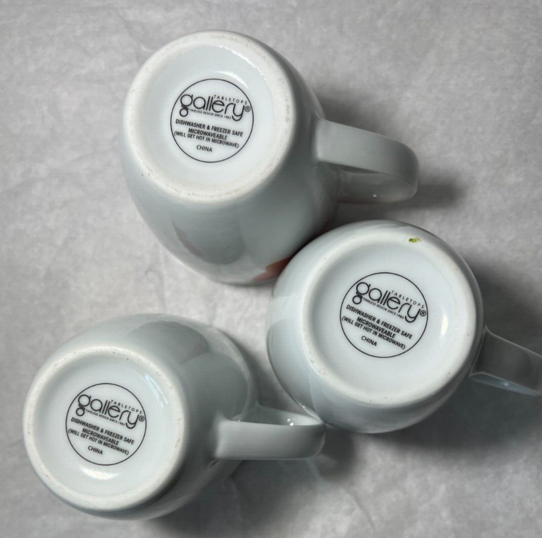 Gallery White Red Flower Coffee Mugs - Set Of 3 - Image 3