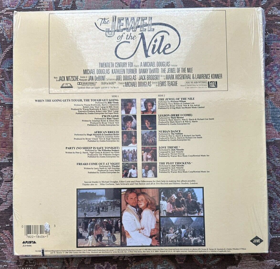 SEALED: The Jewel of the Nile Soundtrack Vinyl LP 1985 Arista Records JL98406 - Image 1